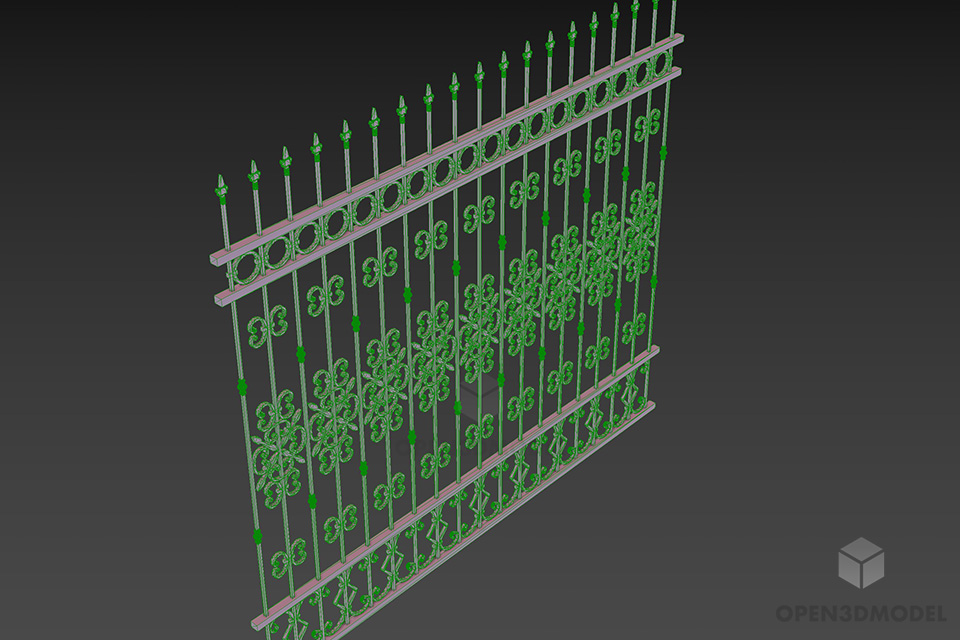 Decorative Steel Fence For House 3d model 2