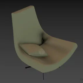 Lounge Armchair Leather Material Fixed Leg 3d model