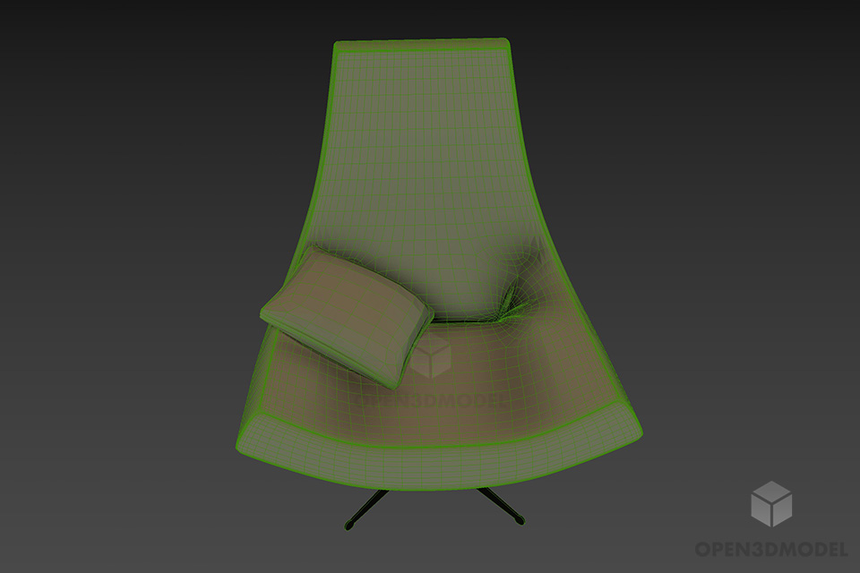 Lounge Armchair Leather Material Fixed Leg 3d model 3