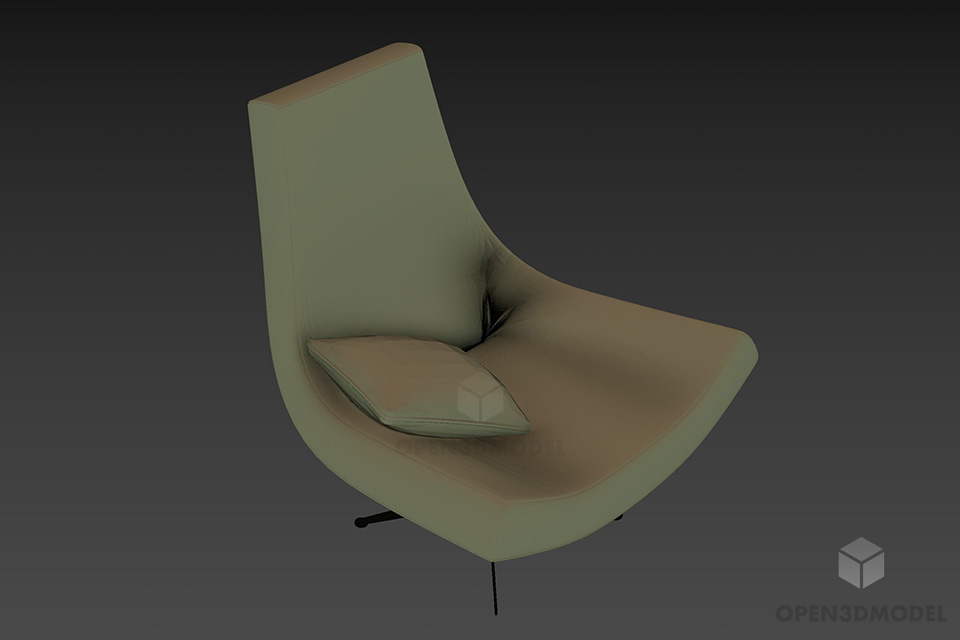 Lounge Armchair Leather Material Fixed Leg 3d model