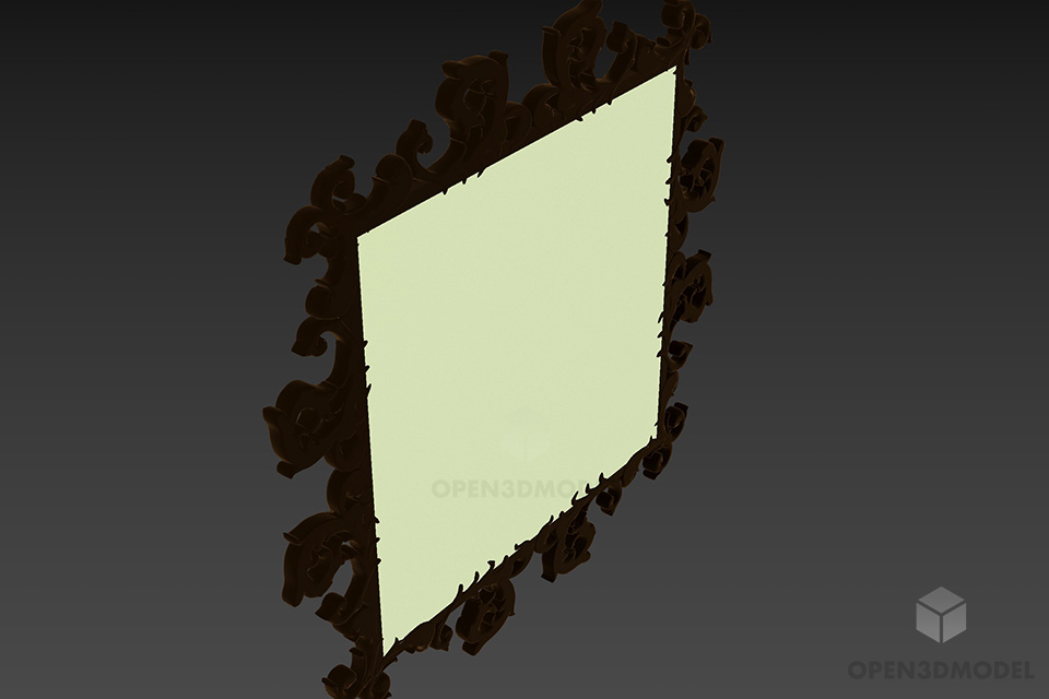 Brass Carved Frame Mirror 3d model