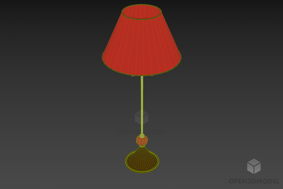 Floor Lamp With Brass Thin Leg 3d model 2