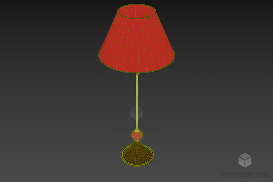 Floor Lamp With Brass Thin Leg 3d model 3