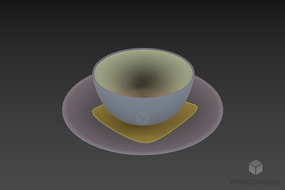 Asian Cup With Dish 3d model