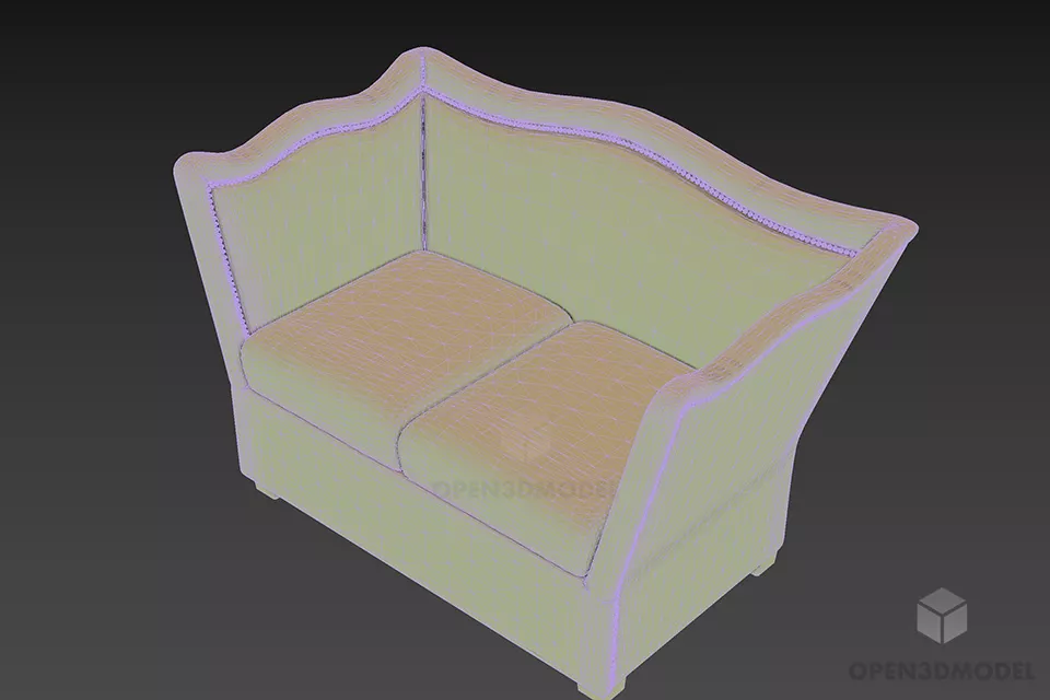 Vintage Sofa Beniy 3d model 2