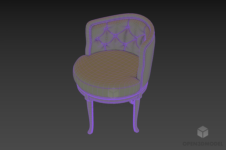 Tufted Armchair Italian Style 3d model 2