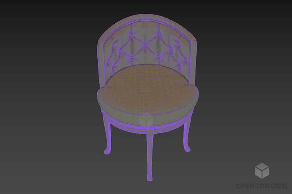 Tufted Armchair Italian Style 3d model 3