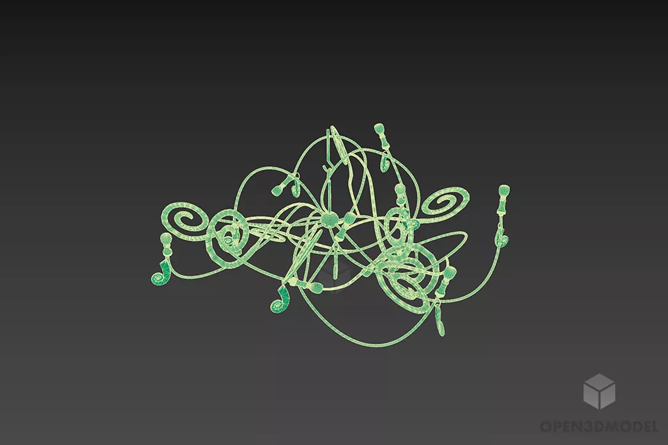 Brass Wire Ceiling Lamp 3d model 3