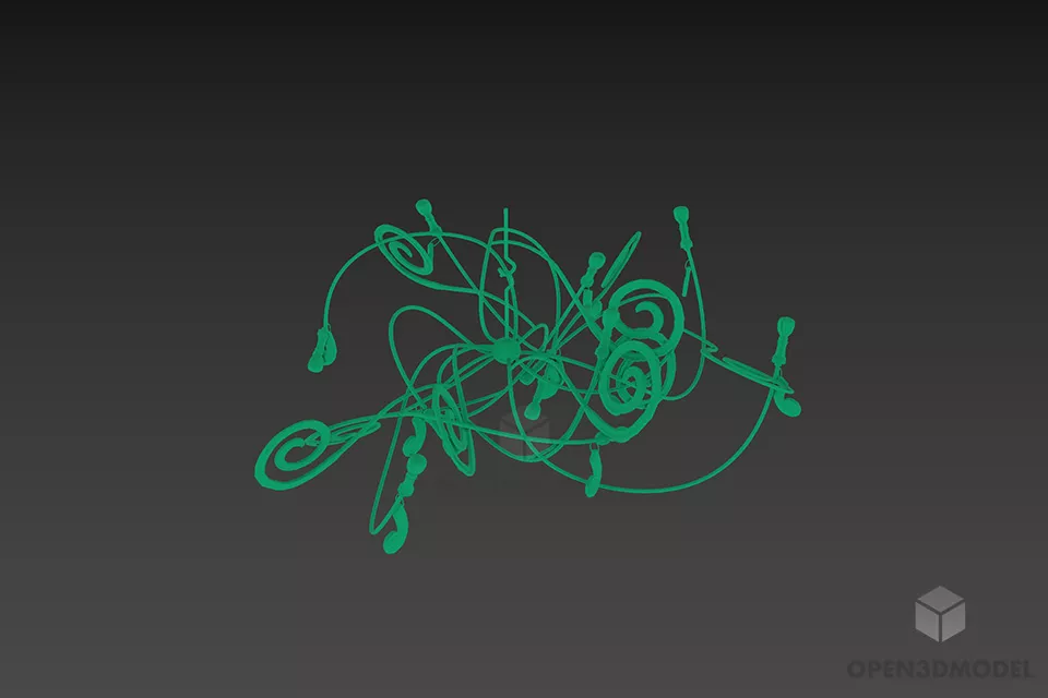 Brass Wire Ceiling Lamp 3d model