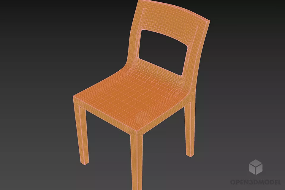 Smooth Seat Wood Chair 3d model 2