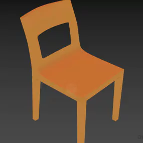 Smooth Seat Wood Chair 3d model