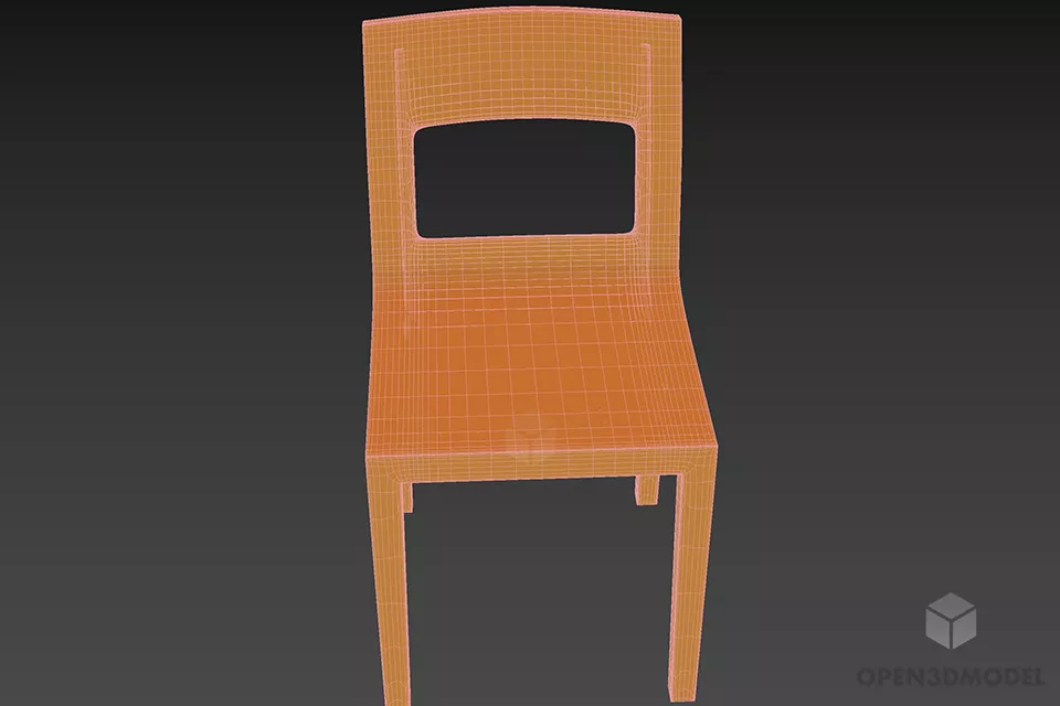 Smooth Seat Wood Chair 3d model 3