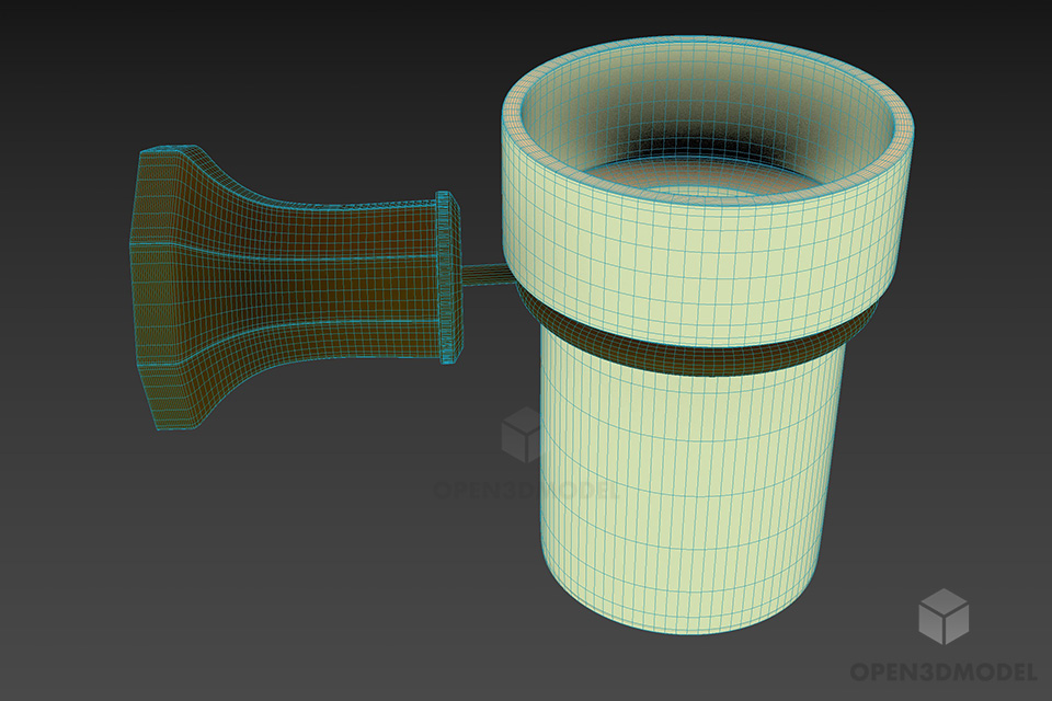 Bathroom Brass Holder With Glass Cup 3d model 3