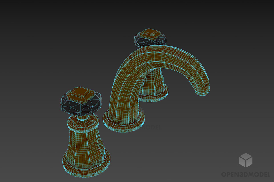 Luxury Brass Faucet 3d model 2