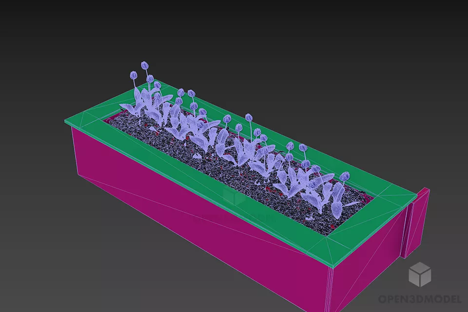 Flowers Stone Pot For Decoration 3d model 2