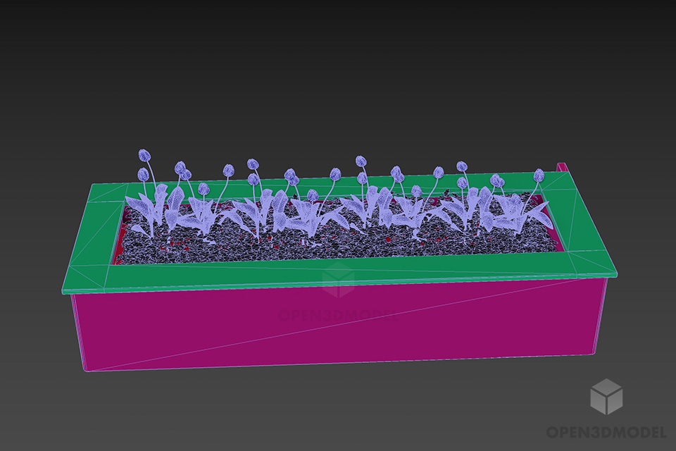 Flowers Stone Pot For Decoration 3d model 3