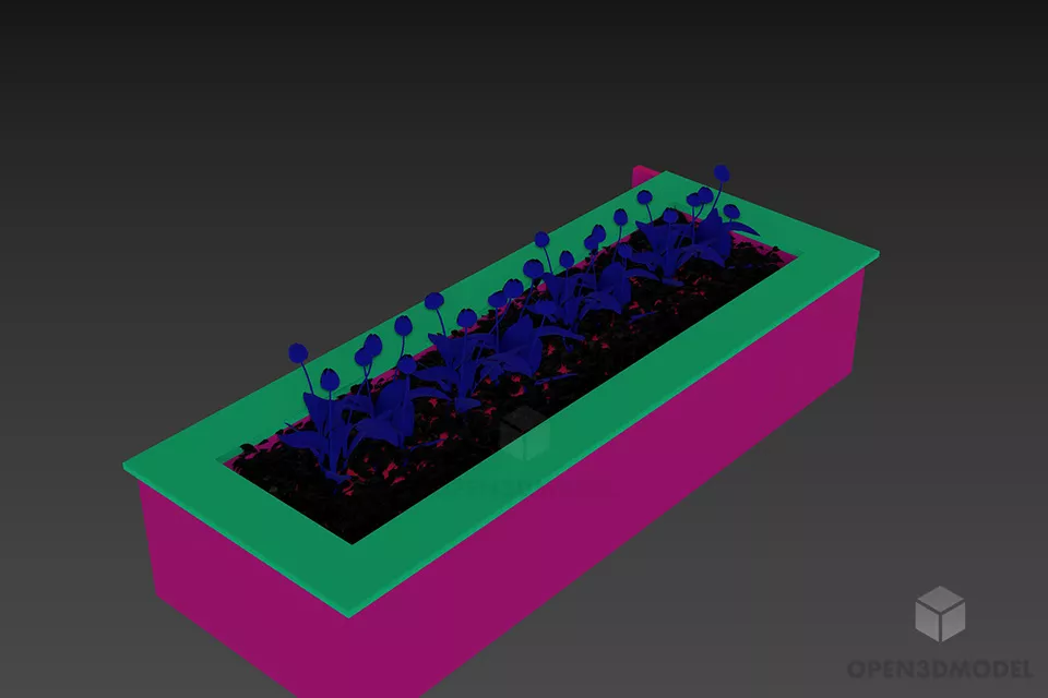 Flowers Stone Pot For Decoration 3d model