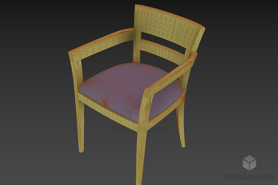 Simple Garden Armchair Wood Frame 3d model 2