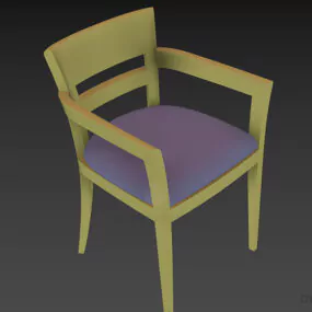 Simple Garden Armchair Wood Frame 3d model