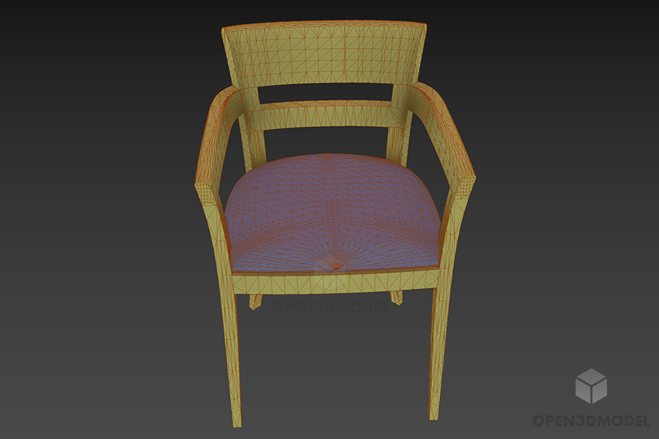Simple Garden Armchair Wood Frame 3d model 3