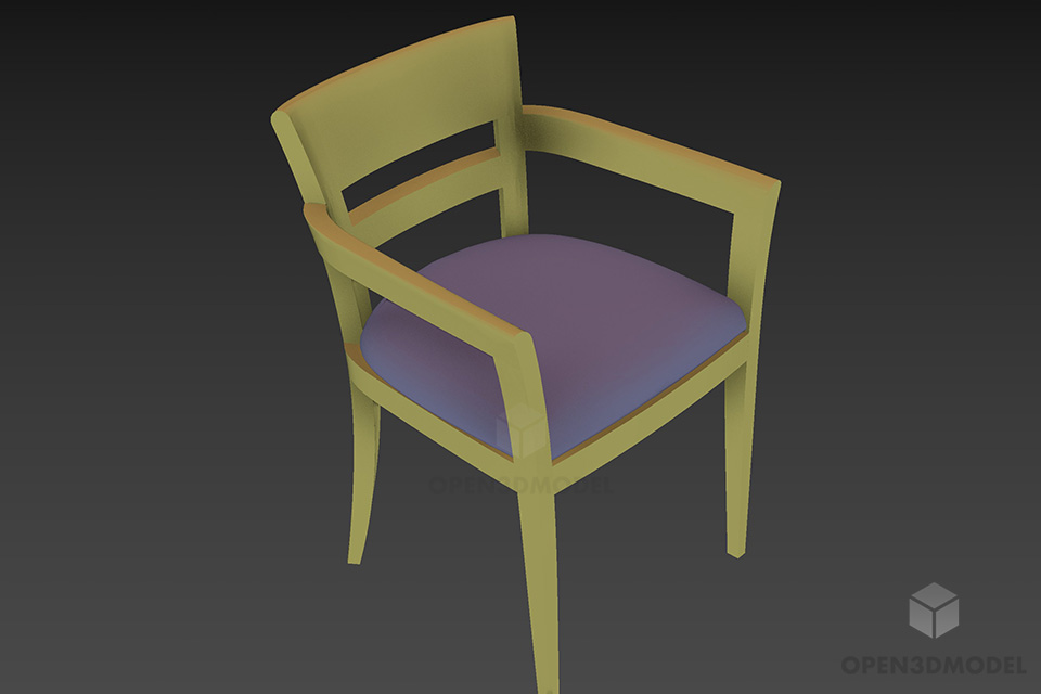 Simple Garden Armchair Wood Frame 3d model