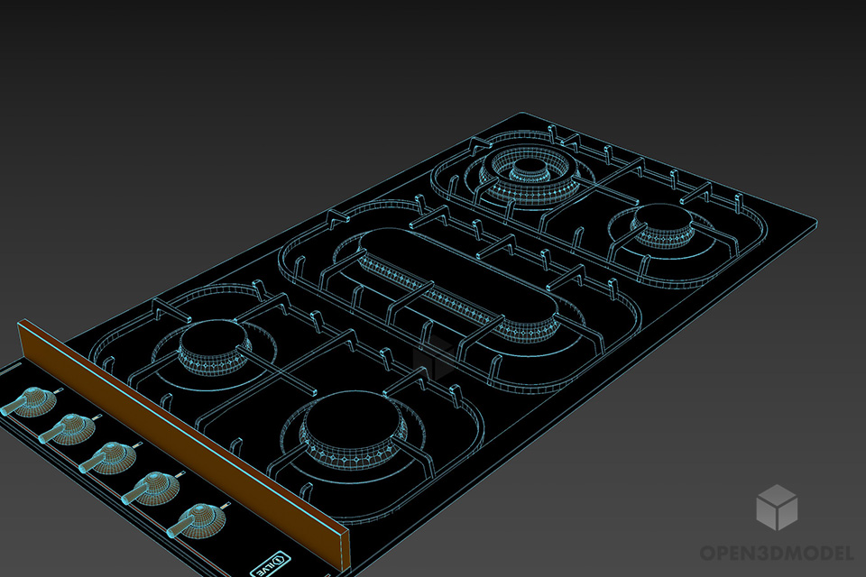 Kitchen Gas Stove Steel 3d model 2