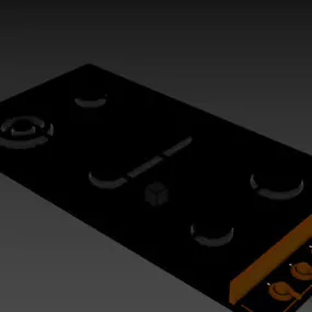 Kitchen Gas Stove Steel 3d model