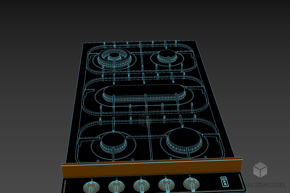 Kitchen Gas Stove Steel 3d model 3