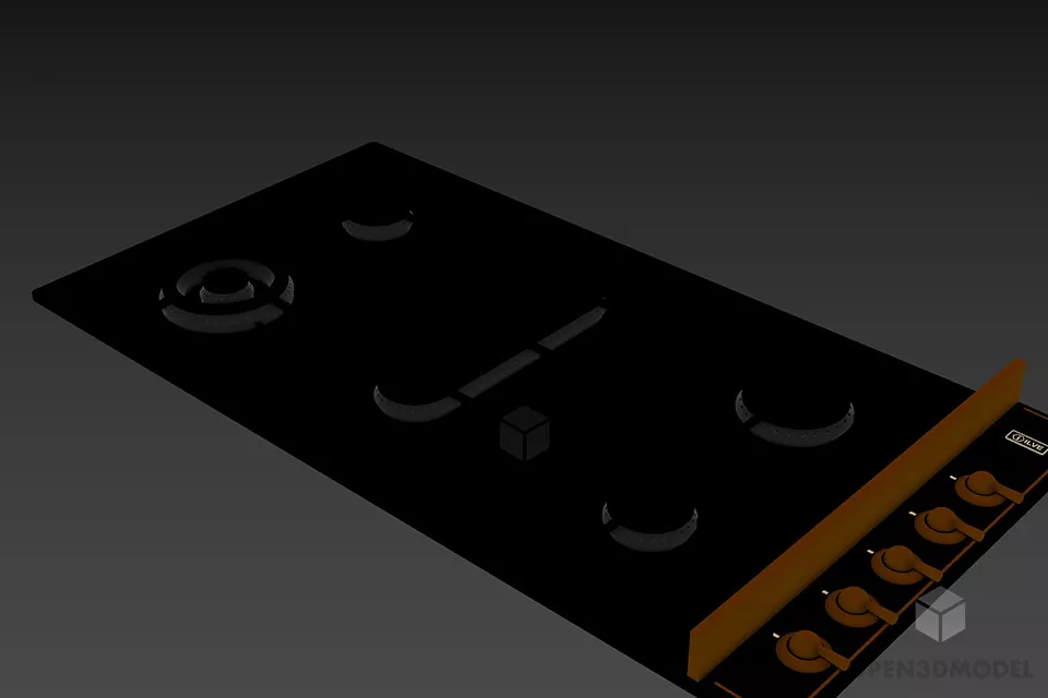 Kitchen Gas Stove Steel 3d model