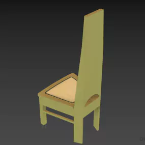 High Back Wood Chair Scandinavi Style 3d model