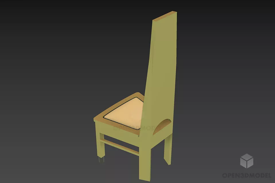 High Back Wood Chair Scandinavi Style 3d model
