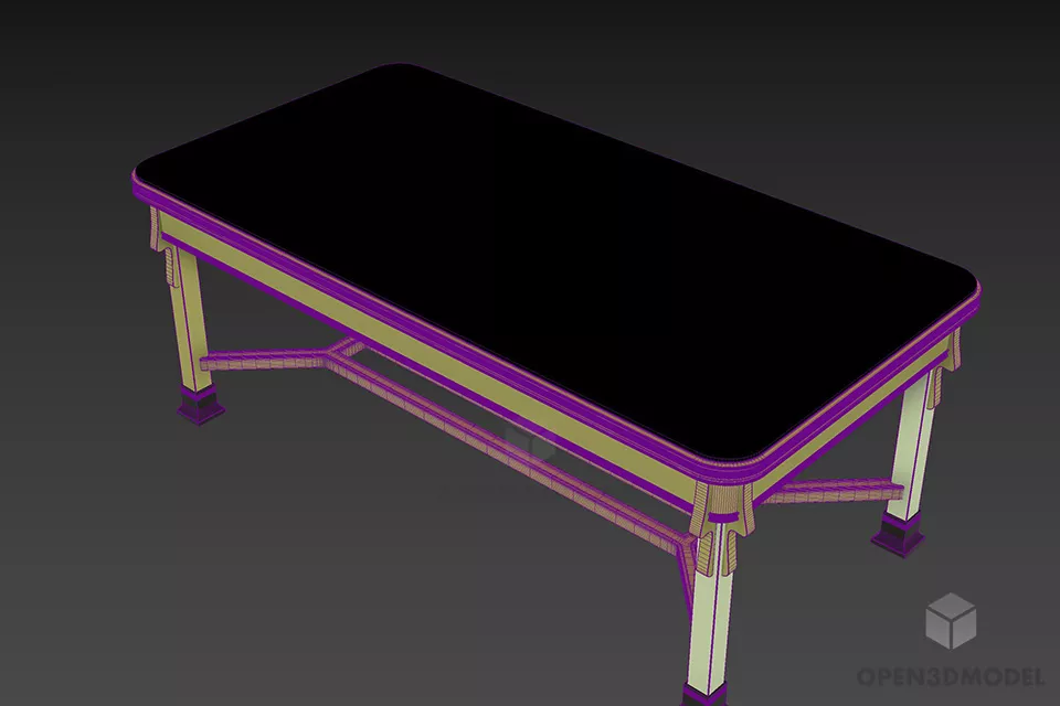 Dining Table With X Leg Wood Bar 3d model 2
