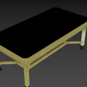 Dining Table With X Leg Wood Bar 3d model