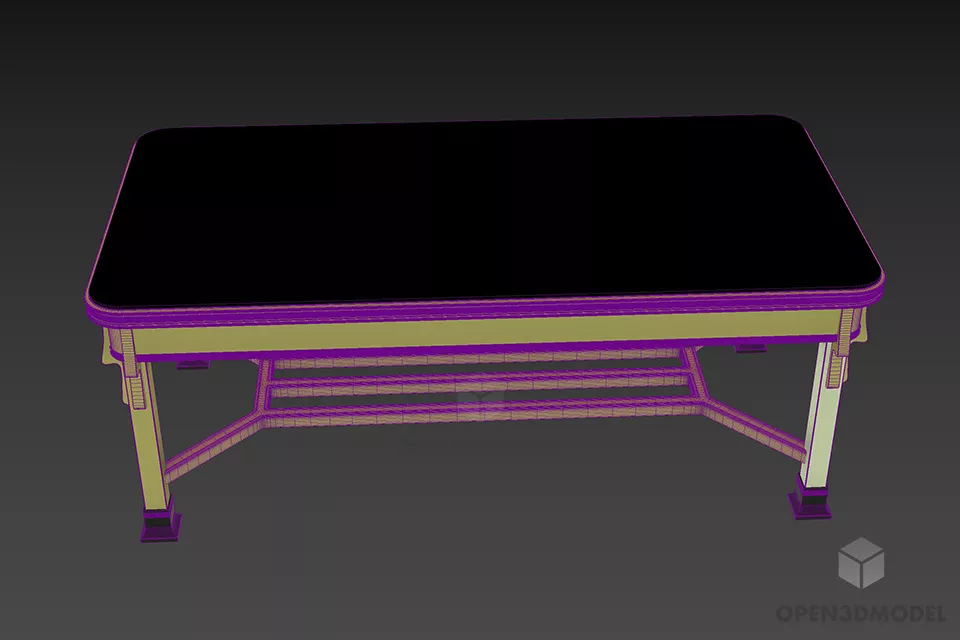 Dining Table With X Leg Wood Bar 3d model 3