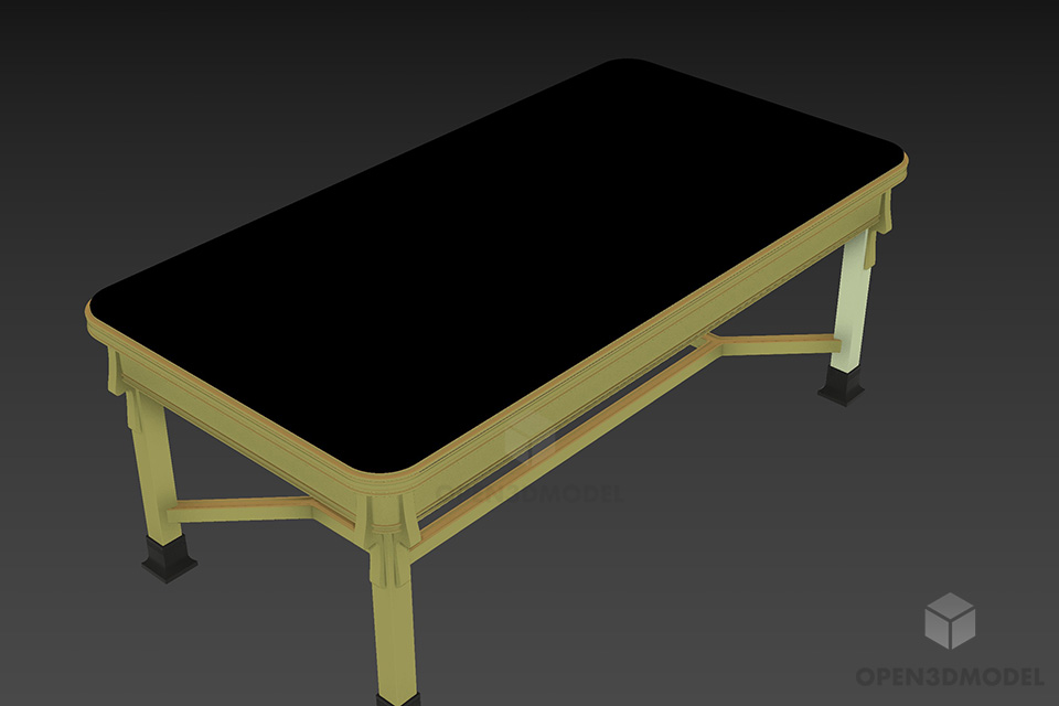 Dining Table With X Leg Wood Bar 3d model