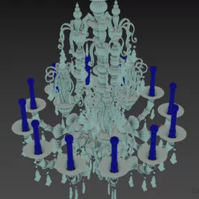 Antique Glass Chandelier Lamp 3d model