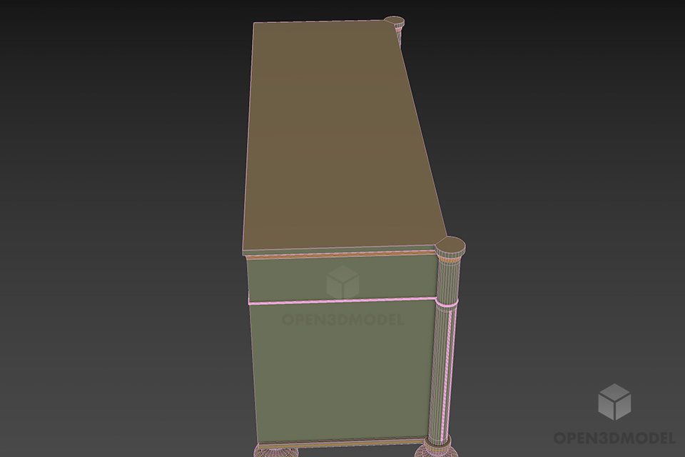 Walnut Locker Antique Furniture 3d model 3
