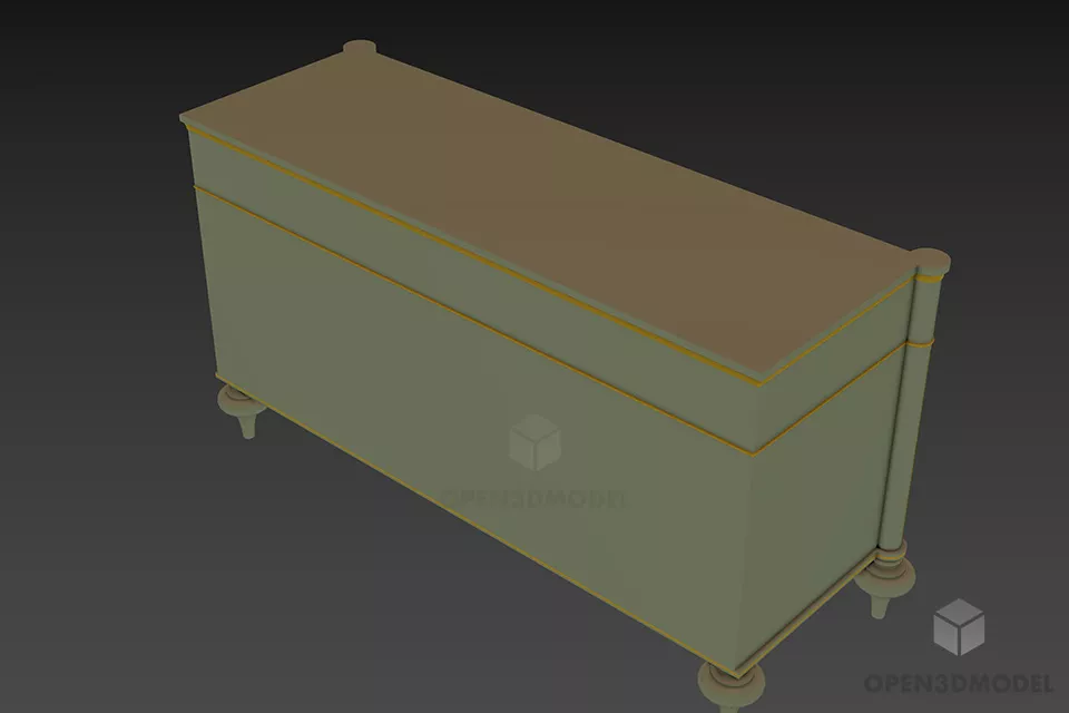 Walnut Locker Antique Furniture 3d model