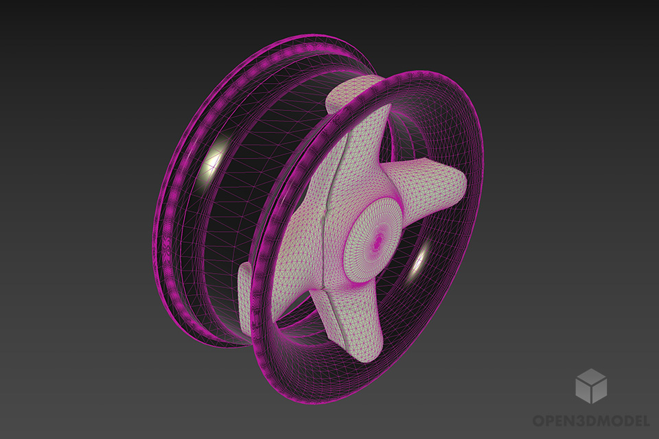 Car Rim Alloy Steel 3d model 2