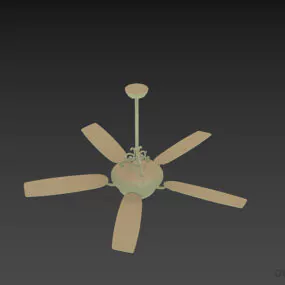 Ceiling Fan With Lamp Antique Brass Style 3d model