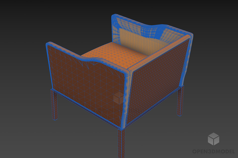 Cube Armchair Bakery With Thin Legs 3d model 2