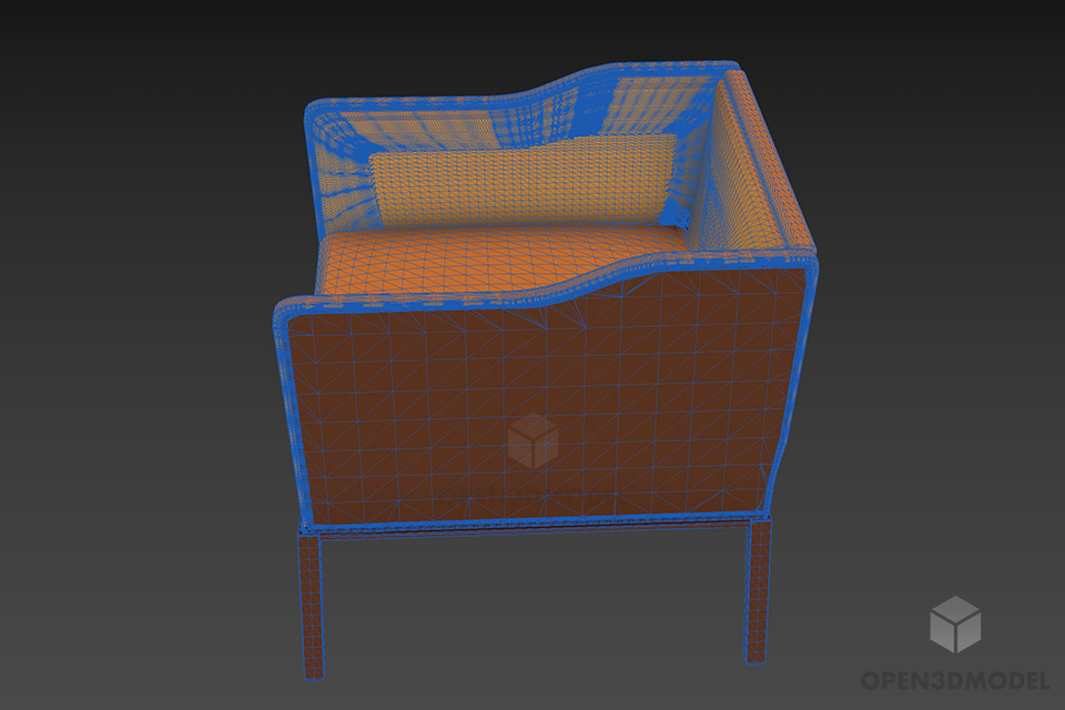 Cube Armchair Bakery With Thin Legs 3d model 3