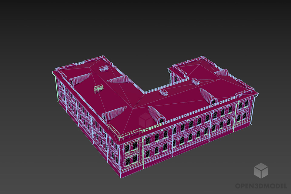U Shape Plan Apartment Building 3d model 2