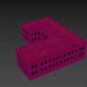 U Shape Plan Apartment Building 3d model