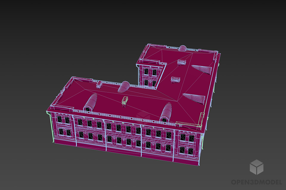 U Shape Plan Apartment Building 3d model 3