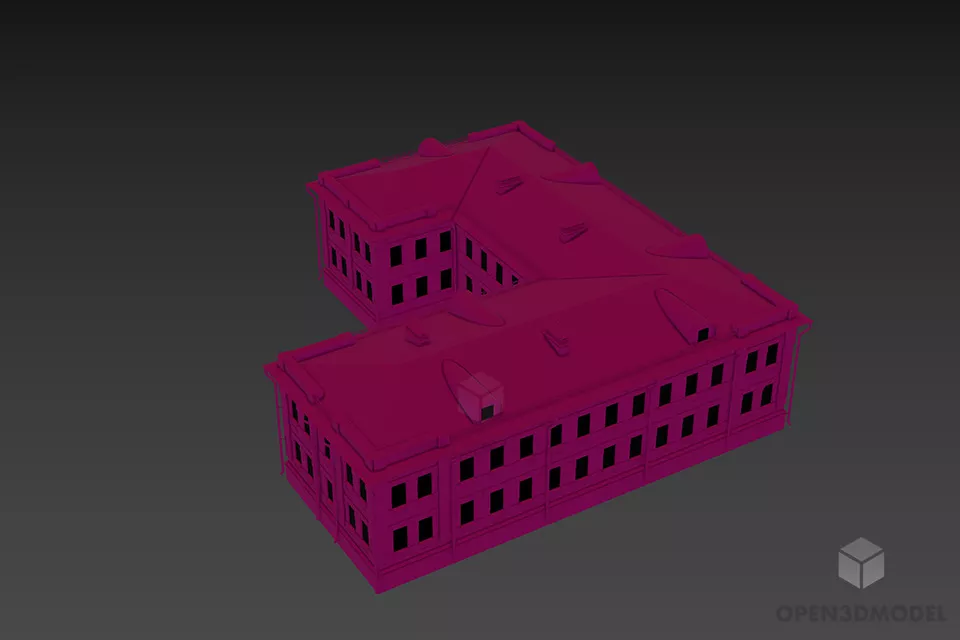 U Shape Plan Apartment Building 3d model