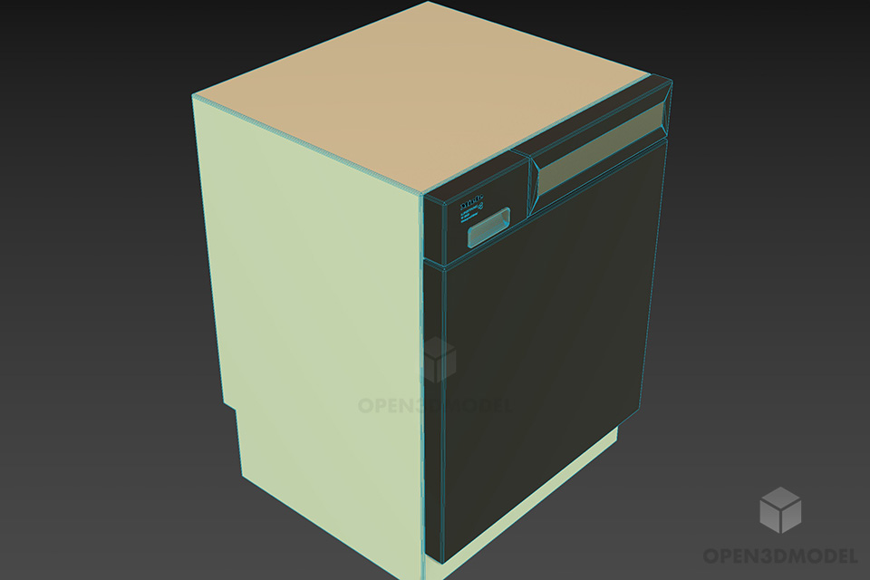 Kitchen Washing Machine White 3d model 2