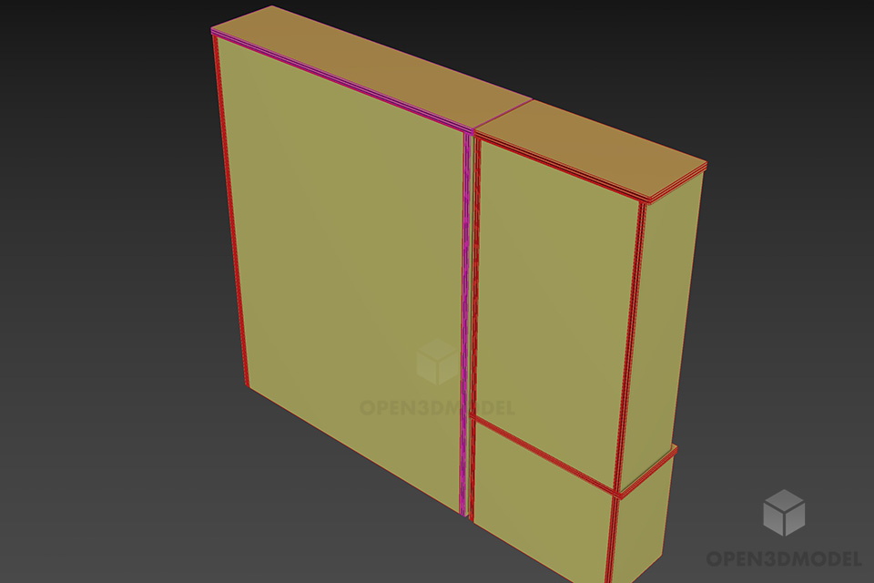 Bookcase Walnut With Glass Door 3d model 2