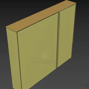 Bookcase Walnut With Glass Door 3d model