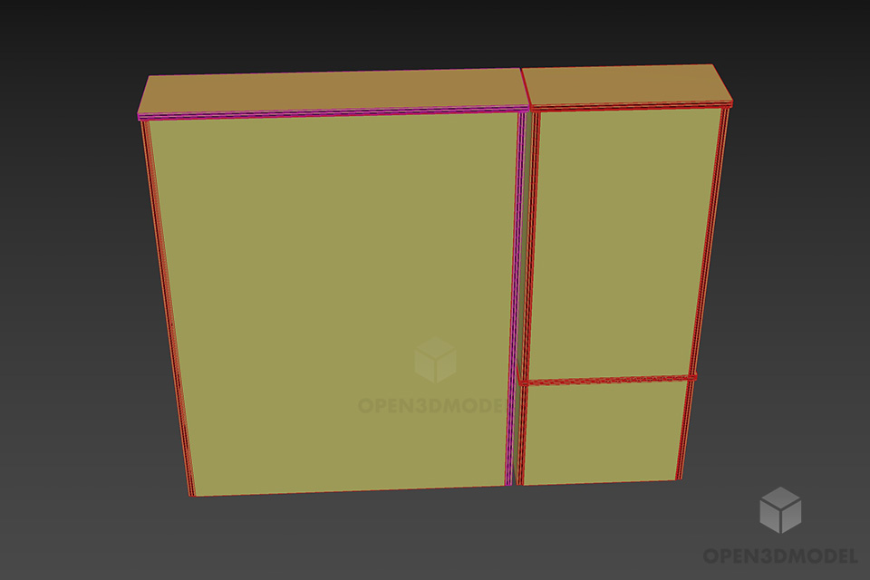 Bookcase Walnut With Glass Door 3d model 3